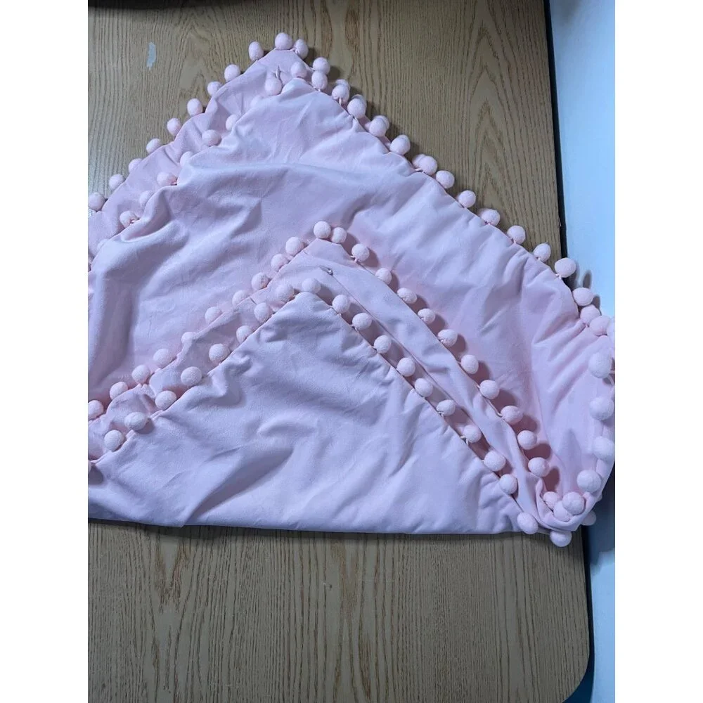 New Bundle of 2 Velvety Feel Pillow Cushion Covers with Tassels Lt Pink 22